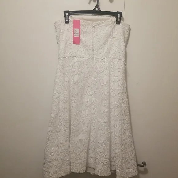 NWT Lilly Pulitzer Strapless Sienna White Lace dress SZ 8 - Picture 6 of 9